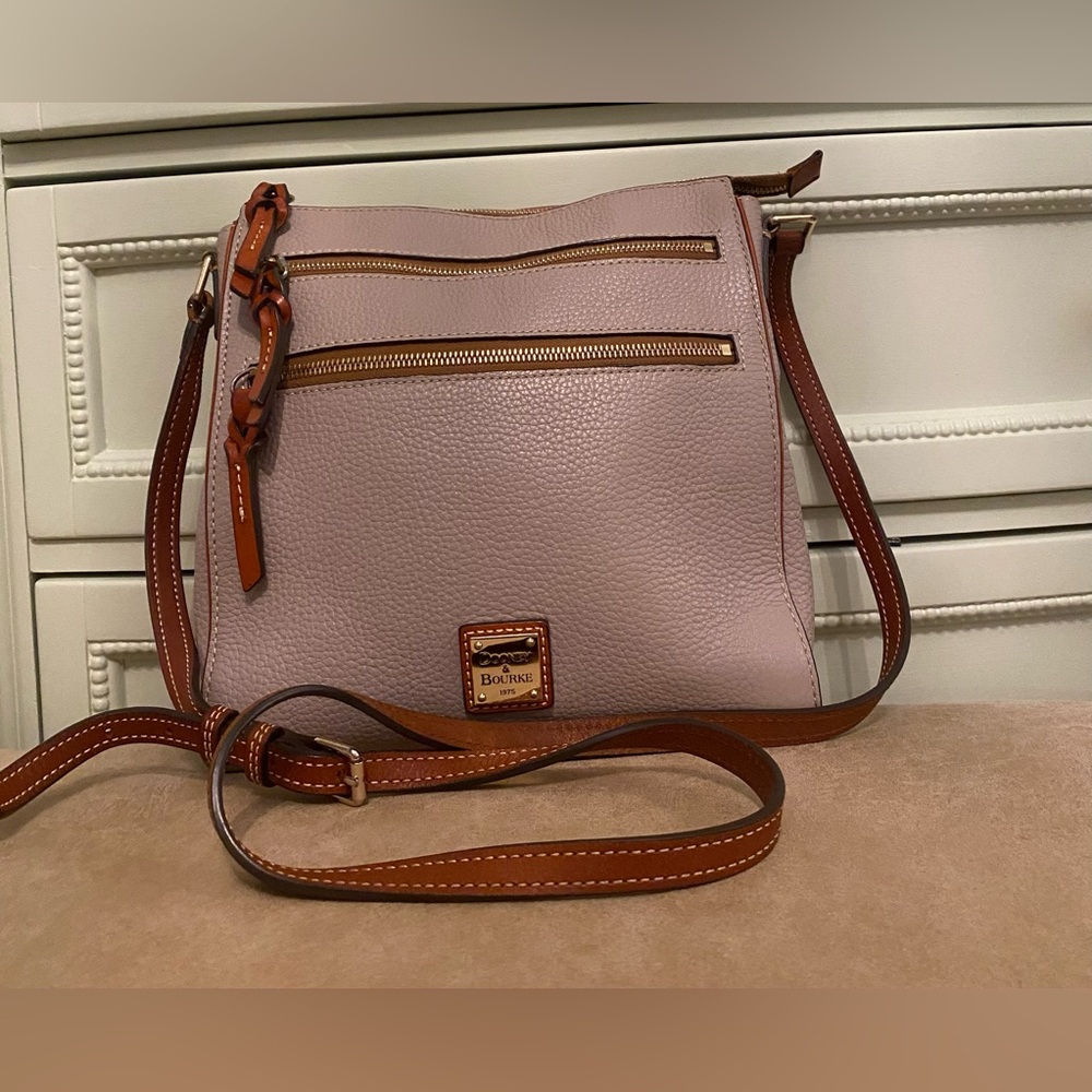 Dooney & Bourke Taupe Crossbody Bag with Brown Accents